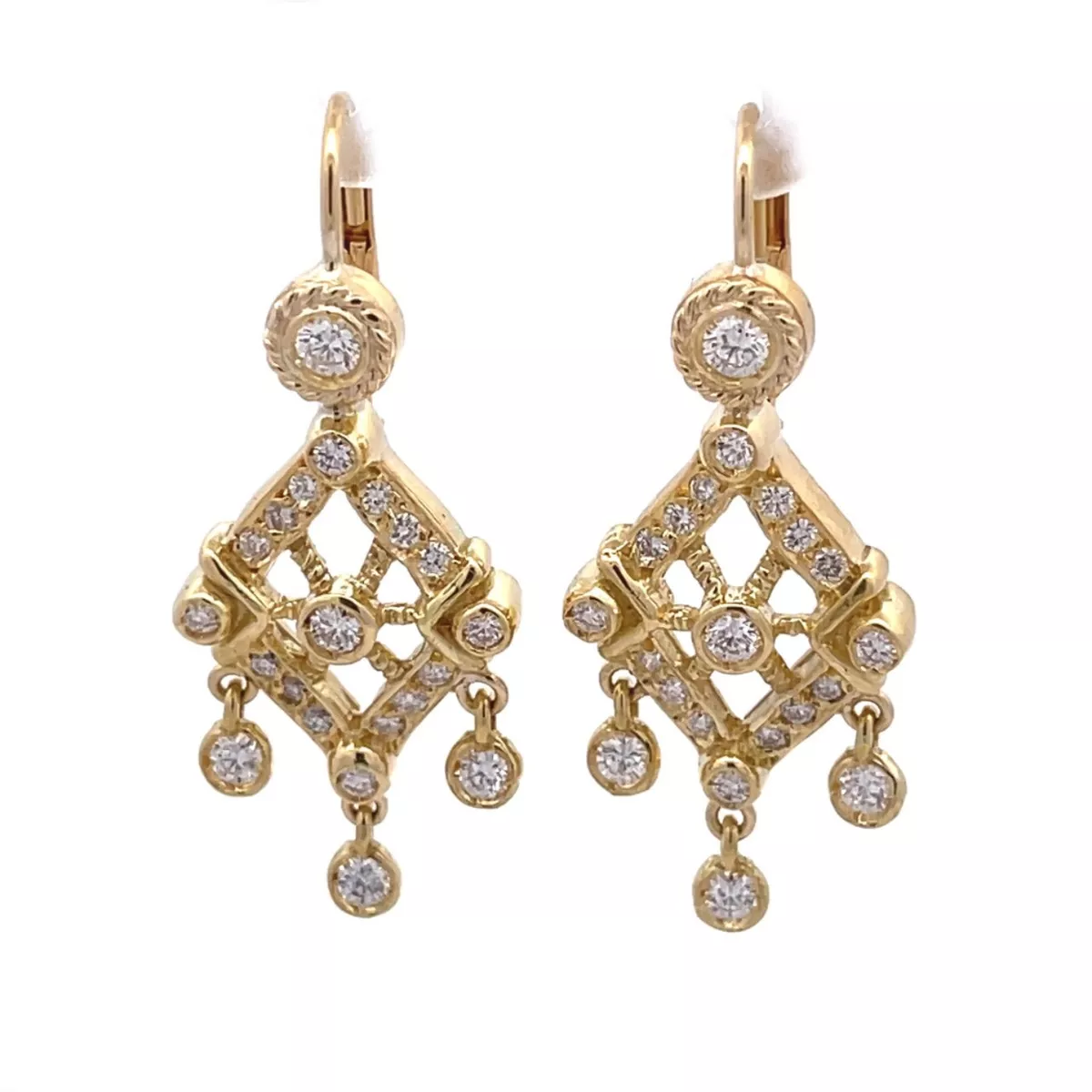 Doris Panos 1.5ct Diamond 18k Yellow Gold Rhombus Chandelier