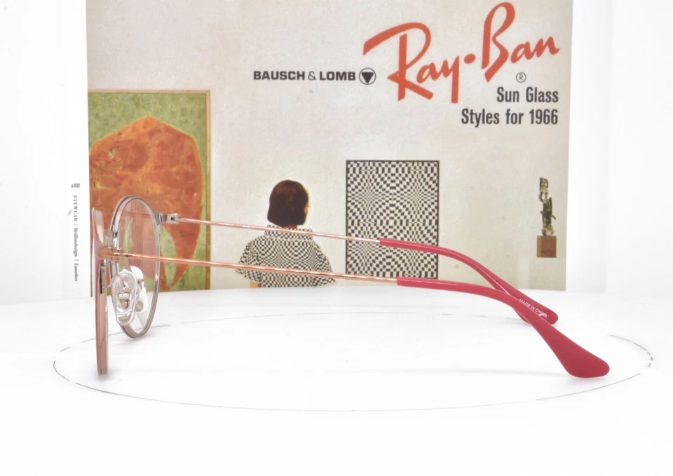 Auténticas gafas Ray-Ban redondas oro rosa rosa nuevas 6378 2974 47-21-140 Foto 2 de 4