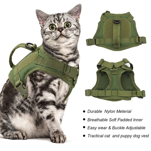 Imbracatura Tattica Rosa per Cani di Piccola Taglia XS No Pull Pet Cucciolo Gatto Gilet Militare - Foto 6 di 32