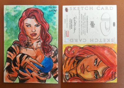 Tigra 2012 Marvel Premier Dual Panel Sketch Card by Mauro Fodra X-men Tygra