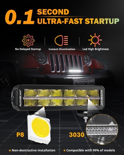 Barra de luz LED todoterreno AUXBEAM 12" pulgadas doble fila vainas blanco ámbar DRL para Nissan - Imagen 9 de 12