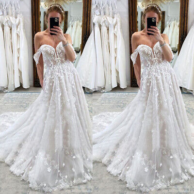 Amazon.com: Summer Women Long Sleeved Off Shoulder Bridal Wedding Dress  White Lace Elegant Party Dresses for Women (Color : White, Size : Small) :  Clothing, Shoes & Jewelry