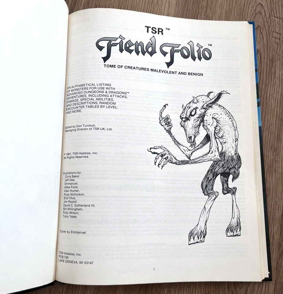 Advanced Dungeons & Dragons – Fiend Folio – 1981 – TBE