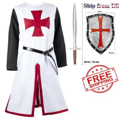 Knight Tunic Medieval Renaissance Templar Knights Surcoat Tabard Costume Outfit
