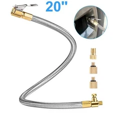 20inch Tire Inflator Hose Adapter Air Chuck Extension Tube w/ Presta Valve & Nut