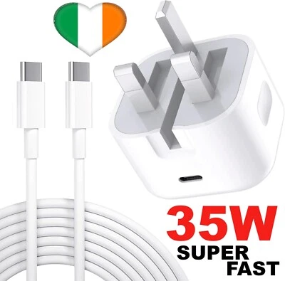 AMMAZE 35W SUPER FAST CHARGER For iPhone 15 and SAMSUNG WITH USB C CABLE Wall UK Plug