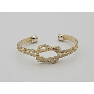 Sterling Knot Mesh Cuff Bracelet 925 marked, maker unidentified 7 inch (WO-0491)