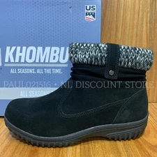 KHOMBU Women's Laura All Weather Ankle Suede Snow Boots ~ Black ~ Various Sizes