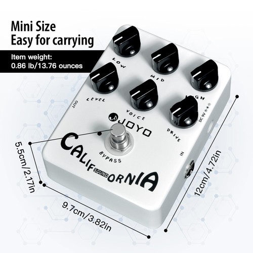 JOYO California Amplificatore Pedale Chitarra Suono Simulatore Restituzione Gratuita per Chitarra Basso - Foto 12 di 13