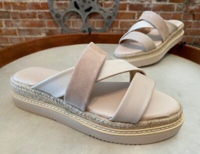 Splendid Pink Clay Leather & Suede Strappy Slide Sandals Fara New