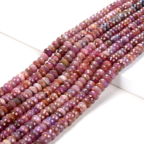 6X3MM Rubino Naturale Gemma Grd AA Micro Rondelle Sfaccettate Perline Sciolte (P38) - Foto 3 di 3