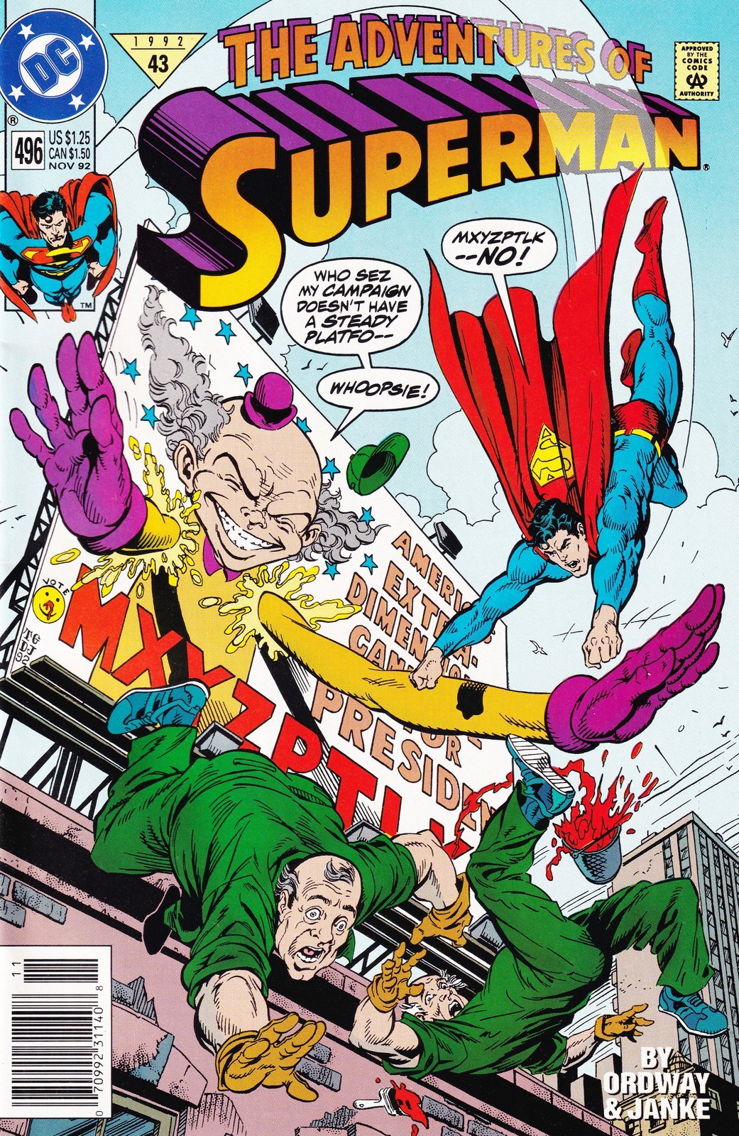The Adventures of Superman #496 Newsstand Cover DC Comics