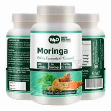 Moringa Tablets with Turmeric & Ginger – 1000mg – 300 Count – 5 Month Supply