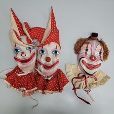 Vintage Lot Of 3 1 Clown  2 Jester Paper Mache Mask / Wall Art Masque
