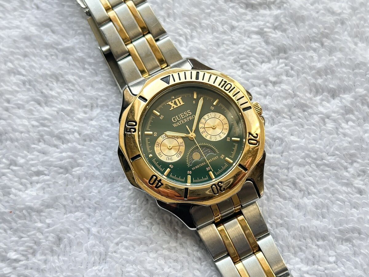 Vintage Guess Waterpro Triple Registers Day, Date, and Day Vintage Guess Waterpro Triple Registers Day, Date, and Day