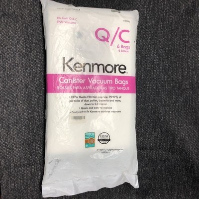 Kenmore 53292 6 Pack Bags Type Q C HEPA Dust Pollen Allergy for Canister Vacuums
