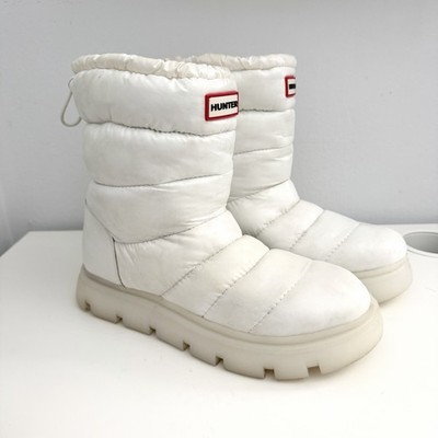 Hunter Maribels 2 Ivory White Puffer Boots Rain Snow Women s Size 7