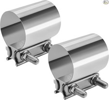 2.5 Exhaust Clamp, 2PCS 2 1/2" Stainless Steel Butt Joint Band Clamp Sleeve Coup