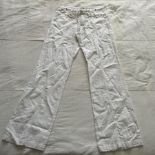 Vintage Cisono white linen blend pants with skinny adjustable waist
