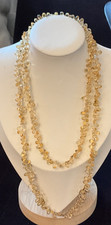 Natural Citrine Crystal Bead Chip Necklace X-tra Long 34 inches No Clasp