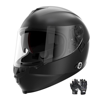 Full Face Motorcycle Helmet Dual Visor With Bluetooth Headset Intercom FM DOT