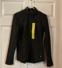 Spyder Womens Fleece Long Sleeve 1/4 Zip Pullover Active Top Black/Gray - Size S