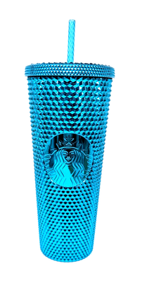 Starbucks Teal Blue Bling Studded 24 oz Tumbler Summer 2023 Metallic Chrome  NEW | eBay