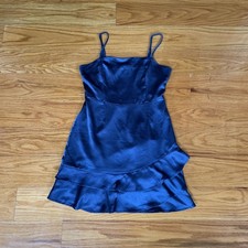 Lulu’s Purple Satin Ruffle Hem Party Cocktail Mini Dress Size Medium