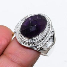 Natural Amethyst Gemstone 925 Sterling Silver Jewelry All Size Ring For Gift