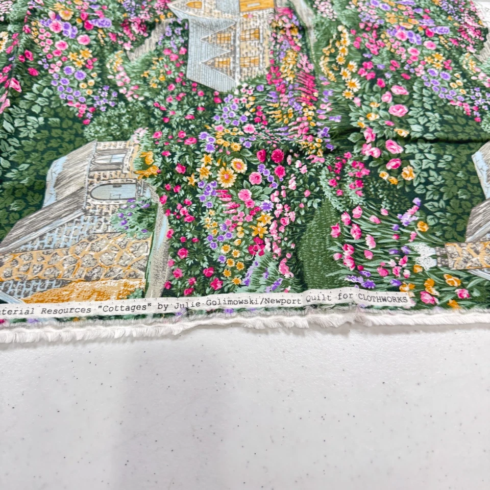 clothworks material resources cottages julie golimowski green floral 31x43 - Image 3 of 4