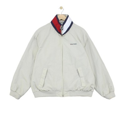 Vintage Tommy Hilfiger Bomberjacke Herren Größe M Beige Freizeit Full Zip