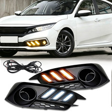 Pair For 2016-2020 16 Honda Civic Led Front Bumper Fog Lights Lamps With Drl Pair For 2016-2020 16 Honda Civic Led Front Bumper Fog Lights Lamps With Drl