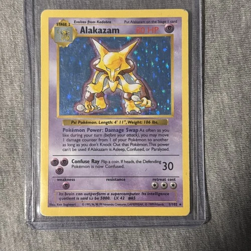 Pokémon TCG Vintage Card Shadowless Alakazam Holo Base Set 1/102 NM - LP!!
