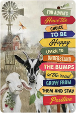 Goat Sign, Goat Gifts for Goat Lovers Vintage Tin Signs for Outside Metal Goa...