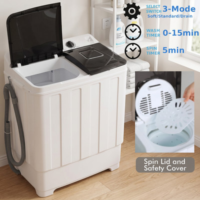 Portable Washing Machine 30Lbs Capacity Twin Tub Compact Laundry for Apartments