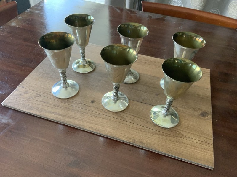 6 Vintage Silver-plated Valero Wine/water Goblets Made In Spain