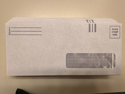 Window #9 Envelopes 100 Security Single Window Mailing 3-7/8  x 8-5/8  100-Count
