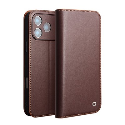 QIALINO For iPhone Air/ 17 Pro max /17 Business Genuine Real Leather Flip Case