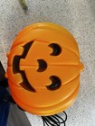 VTG Pumpkin Blow Mold Halloween Jack O Lantern 9" Blinky Flat Lighted Window — photo 3