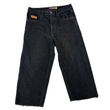 Empyre Relaxed Fit Black Corduroy Baggy Pants Raw Hem Mens 32 Streetwear DIY