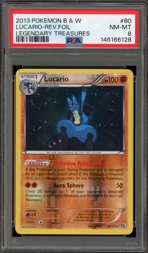 Pokemon Lucario Legendary Treasures Reverse Holo Rare #80 PSA 8