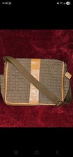 Coach Tan diaper/messenger Bag Logo Pattern Leather Trim Shoulder Strap Bag Tag