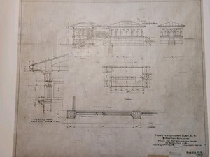 Antique railroad blue print
