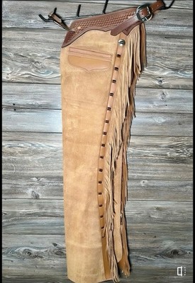 Men Western style Cowboy Suede Leather Horse Riding, Bike riding Chaps