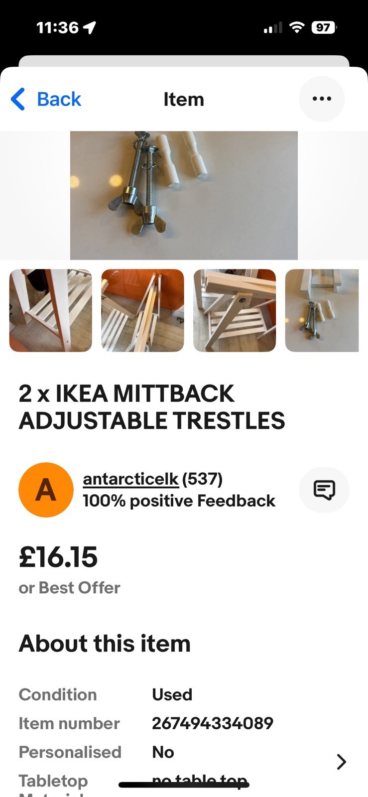 2 x IKEA MITTBACK ADJUSTABLE TRESTLEs