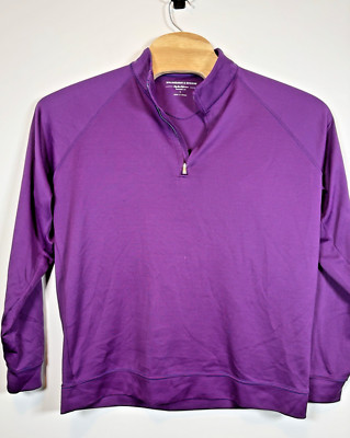 Holderness & Bourne Men's Large Quarter Zip Golf Pullover Purple Striped (Flaw)