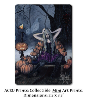 Gothic Halloween Fantasy Art ACEO PRINT pumpkins ghosts | eBay
