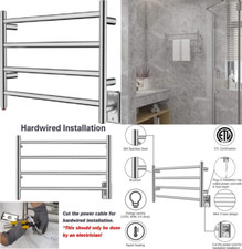 HEATGENE Towel Warmer 4 Bar Dryer Wall-Mounted Plug-in Bath Brushed