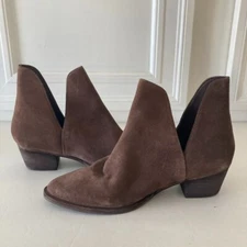 Free People Charm Double V Ankle Boots Brown Suede Sz 39.5