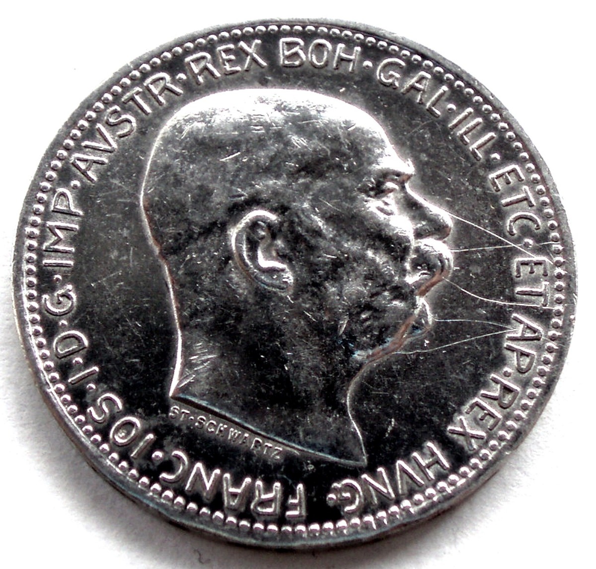 AUSTRIA EMPIRE 1 CORONA 1915 Silver KM#2820 Franz Joseph I. SS8.1